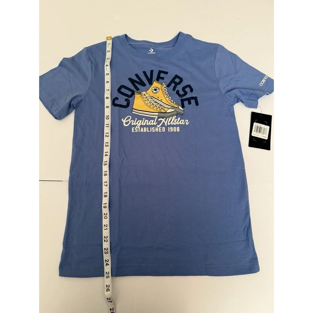 Converse Boys Large Blue Graphic T Shirt Yellow Sneakers NWT